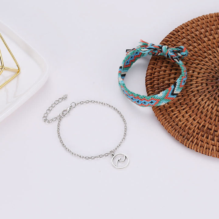 Pulsera tobillera con colgante OM de cuerda de algodón tejida a mano de Olivenorma