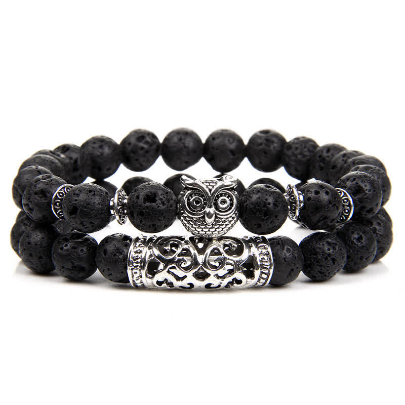 Pulsera de cuentas de cristal natural con forma de búho de Olivenorma 