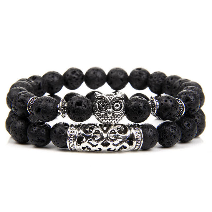 Pulsera de cuentas de cristal natural con forma de búho de Olivenorma 