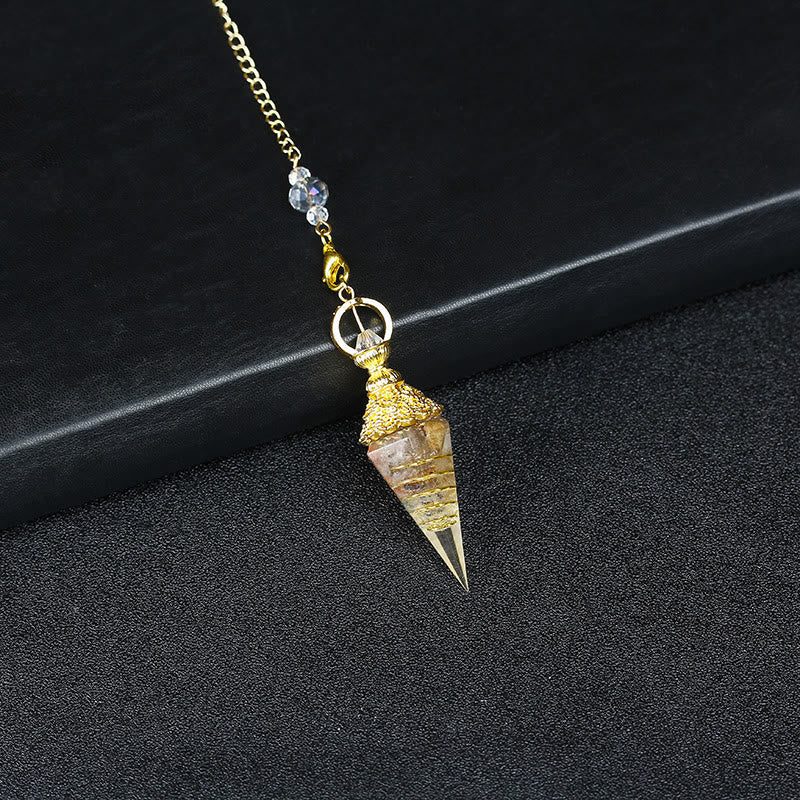 Péndulo piramidal hexagonal de resina de cristal natural de Olivenorma 