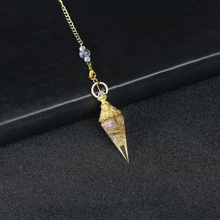 Péndulo piramidal hexagonal de resina de cristal natural de Olivenorma 