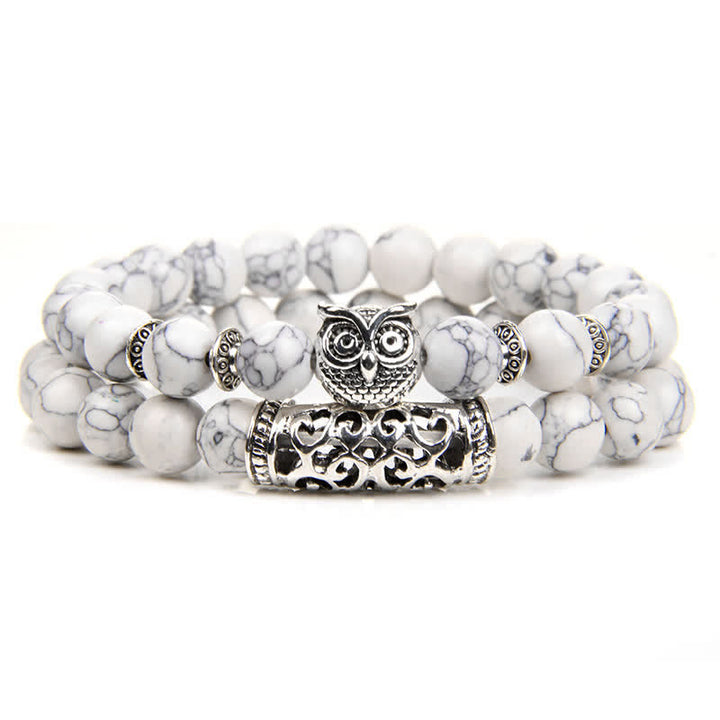 Pulsera de cuentas de cristal natural con forma de búho de Olivenorma 