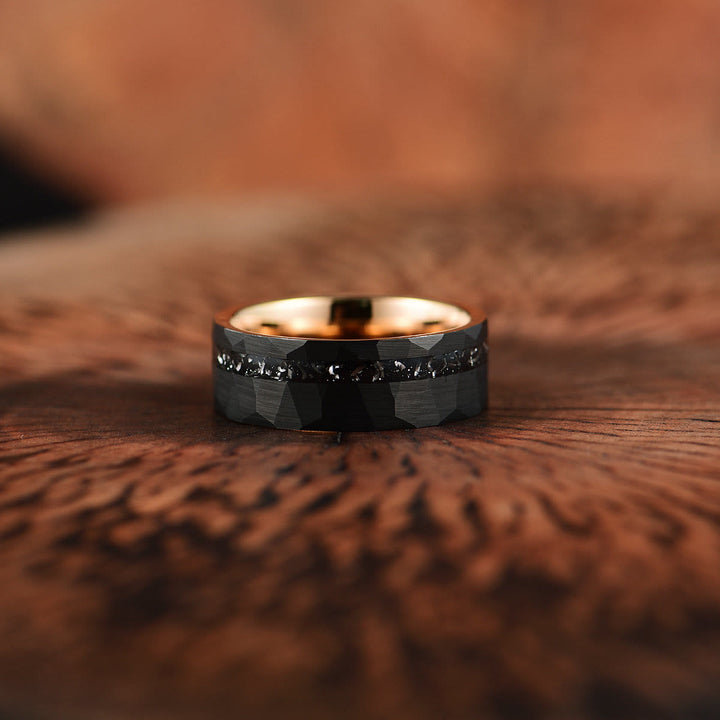 Anillo de carburo de tungsteno y turmalina negra de 8 mm de Olivenorma
