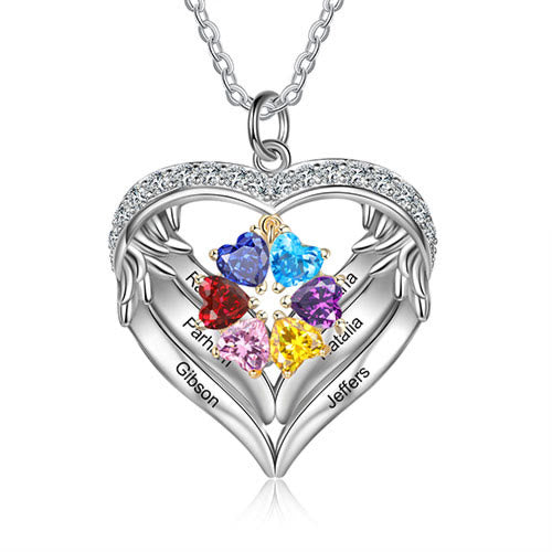 Collar de circonita cúbica con nombre grabado y piedra de nacimiento personalizada de Olivenorma