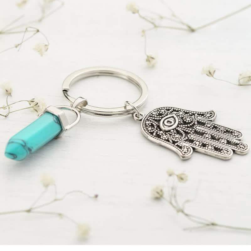 Llavero de cristal con la mano de Fátima inspiradora de Olivenorma