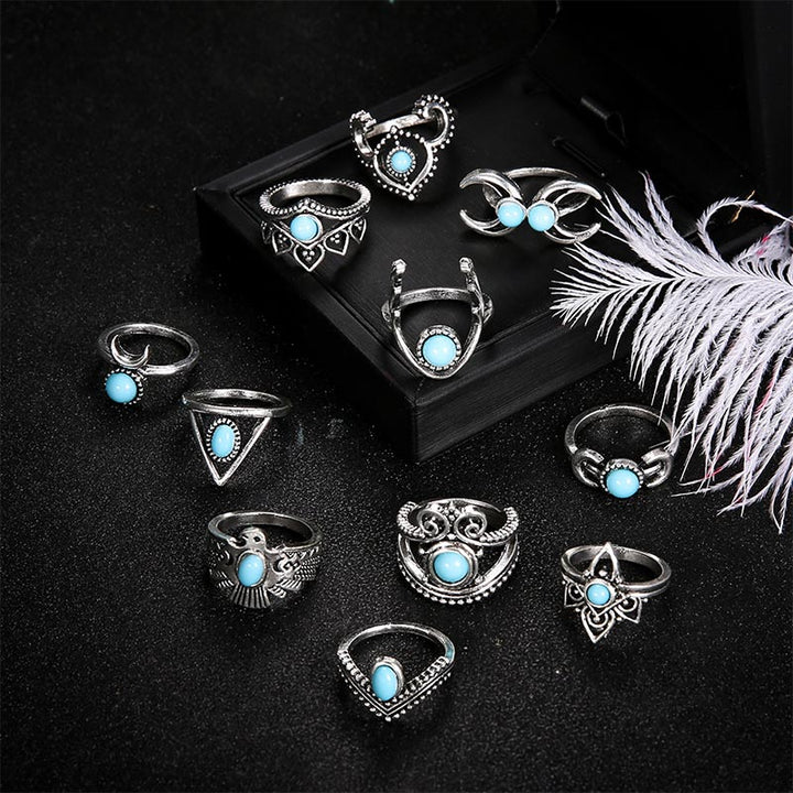 Juego de anillos de turquesa 