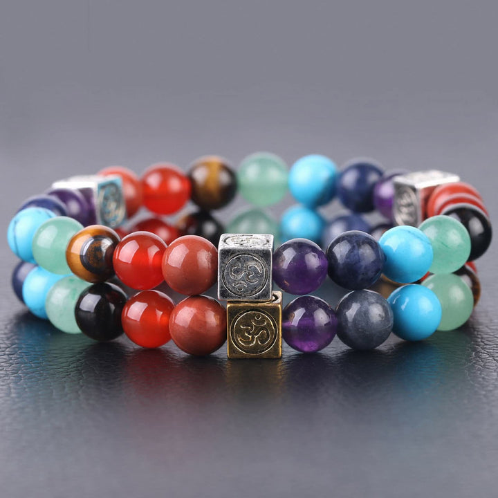 Pulsera de yoga de 7 chakras con cuentas multicolor de Olivenorma