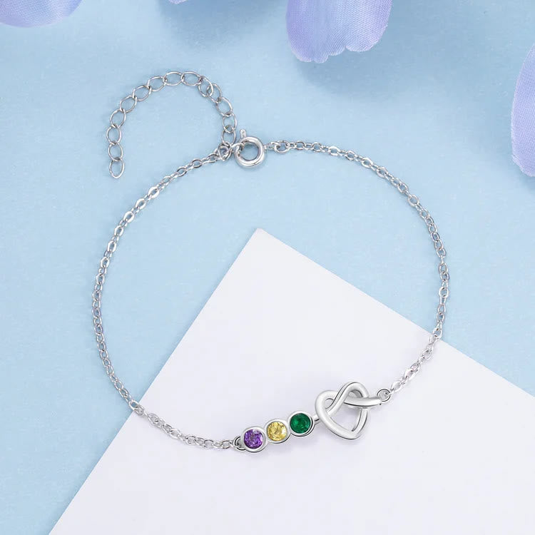 Pulsera de corazón personalizada de 2 a 5 piedras natales de Olivenorma 