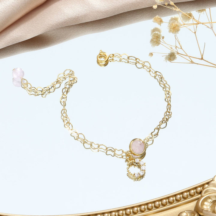 Pulsera de luna y estrella con cuentas de ágata blanca y amatista de Olivenorma 