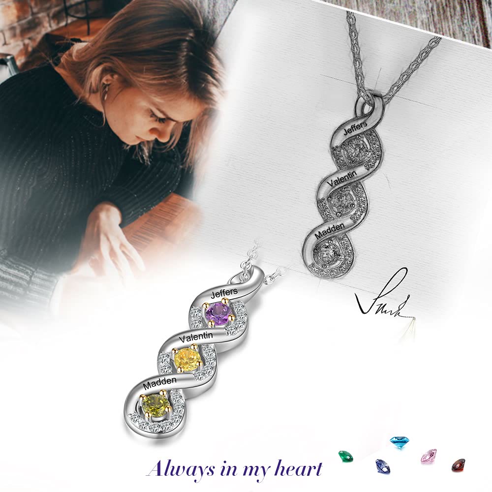 Collar con nombre grabado en piedra natal para mujer de Olivenorma