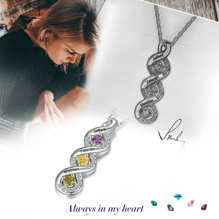 Collar con nombre grabado en piedra natal para mujer de Olivenorma