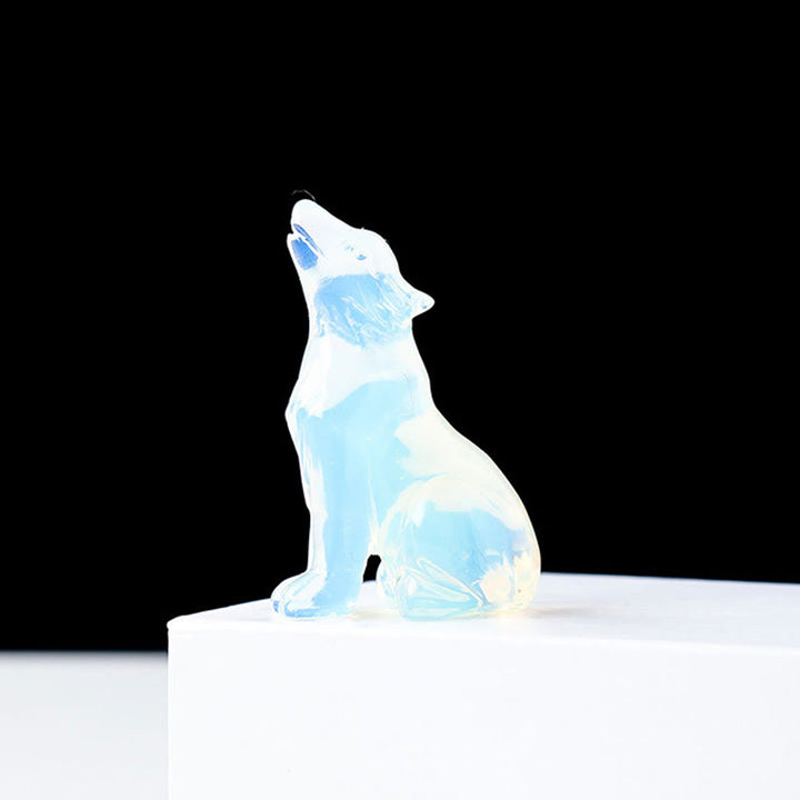 Adorno de piedra preciosa con forma de niño lobo de cristal natural de Olivenorma 