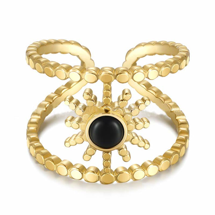 Anillo de gemas con estrella de ocho puntas y doble hilera de girasol de Olivenorma