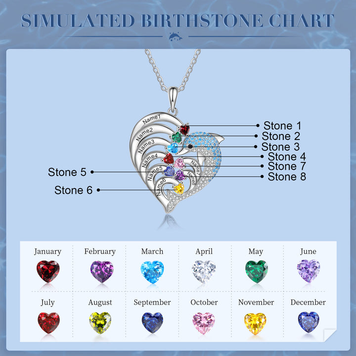 Collar con colgante de piedra grabado con forma de delfín y corazón de Olivenorma