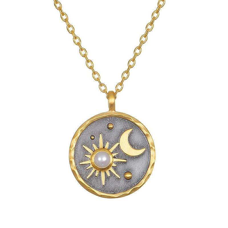 Collar con piedra natal de sol y luna "Día y noche" de Olivenorma