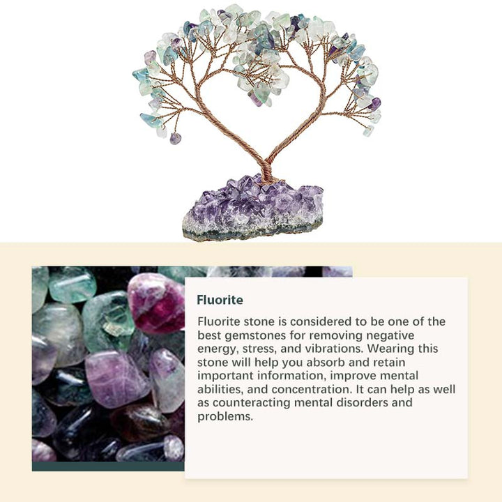 Árbol del amor Feng Shui con piedra de cristal natural.