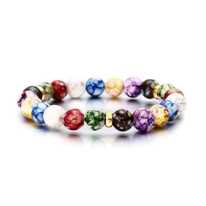 Pulsera de yoga con siete chakras y piedra de ágata colorida