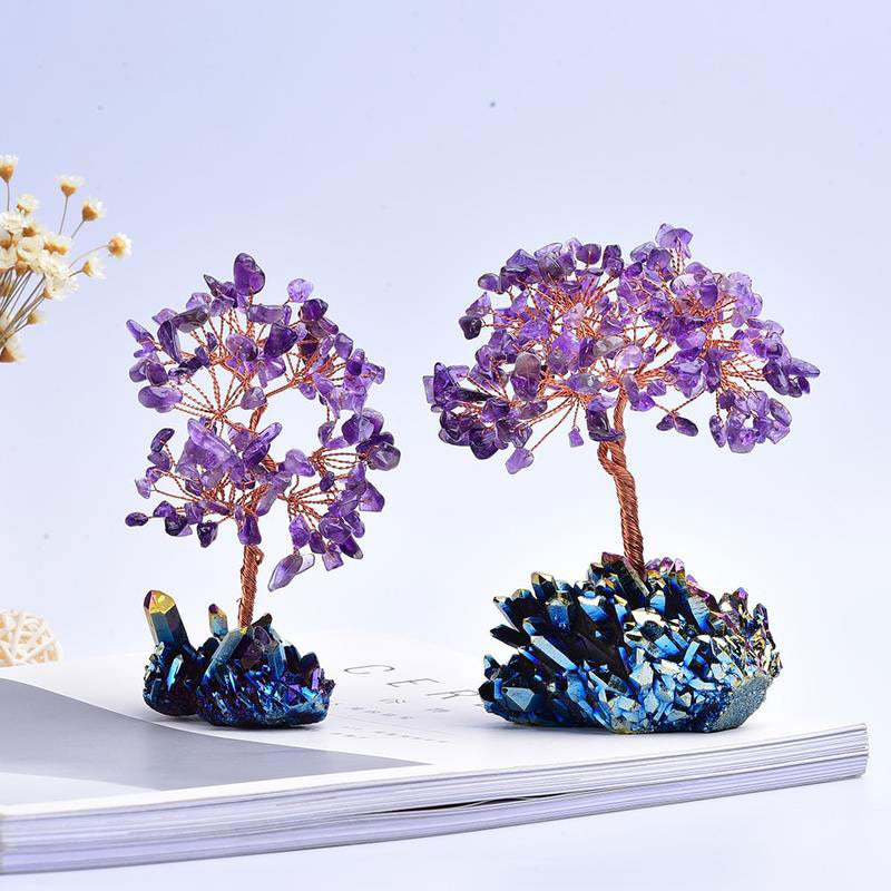 Meditación orgónica con amatista de Olivenorma, árbol de la purificación del Feng Shui