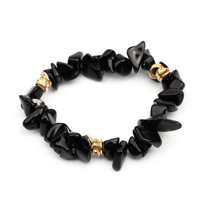 Pulsera de cuentas trituradas de cristal de piedra irregular de Olivenorma 