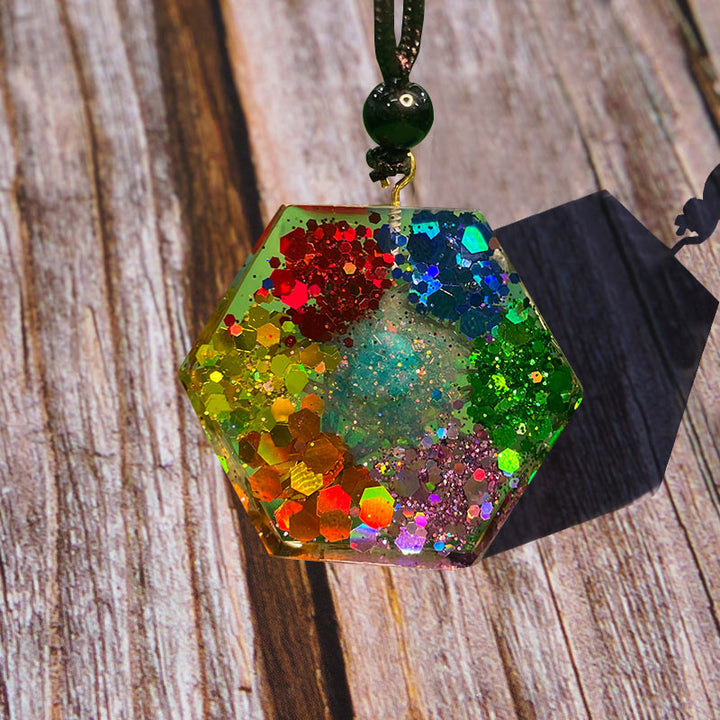 Collar de meditación con el símbolo del cubo de Metatrón del chakra Olivenorma