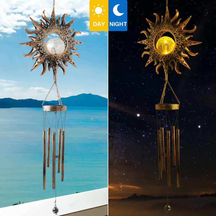 Adornos de carillón de viento solar con forma de luna o sol de Olivenorma