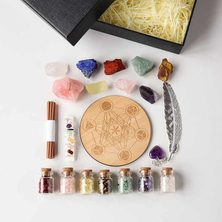 Juego de piedras preciosas crudas de 7 chakras con grava curativa natural de Olivenorma