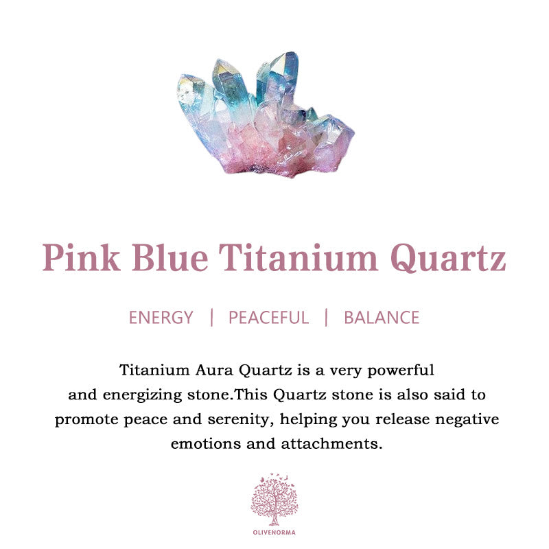 Corona de cuarzo de titanio azul y rosa de Olivenorma con pieza central de cristal