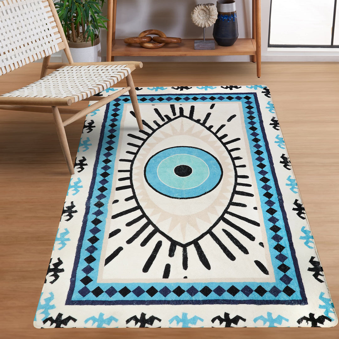 Alfombras lavables antibacterianas con diseño de ojo malvado azul de Olivenorma 