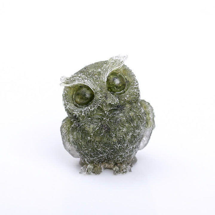 Adorno de piedra preciosa con forma de búho de resina de cristal natural de Olivenorma