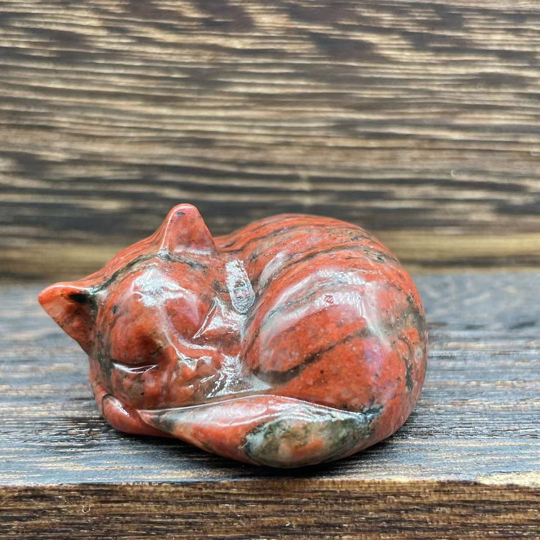 Adorno con piedras preciosas de gato de cristal natural de 4 cm de Olivenorma