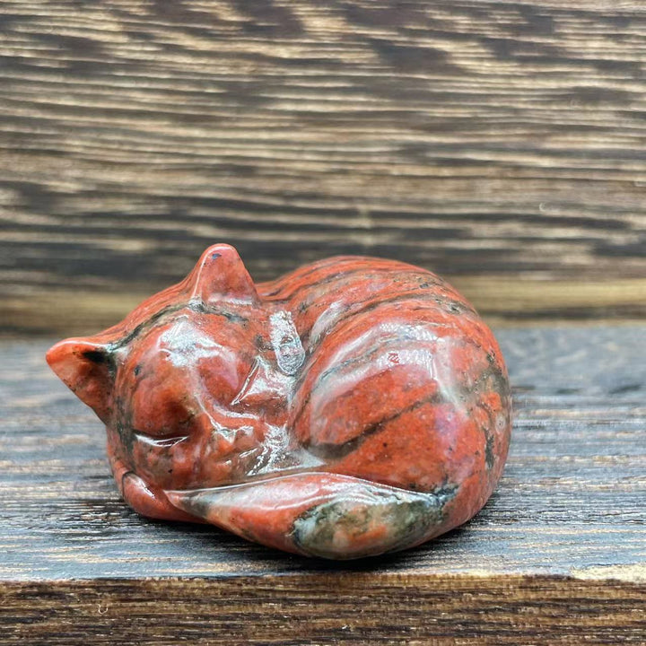 Adorno con piedras preciosas de gato de cristal natural de 4 cm de Olivenorma