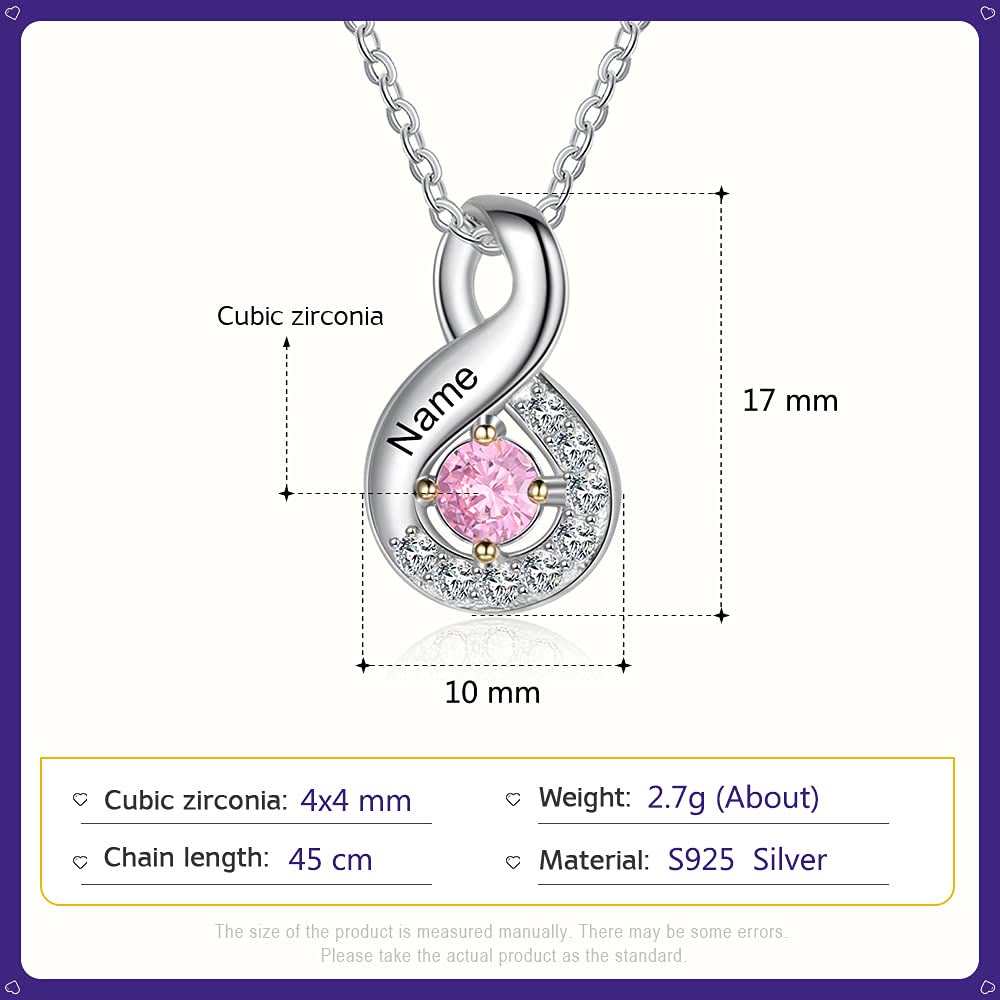 Collar con nombre grabado en piedra natal para mujer de Olivenorma