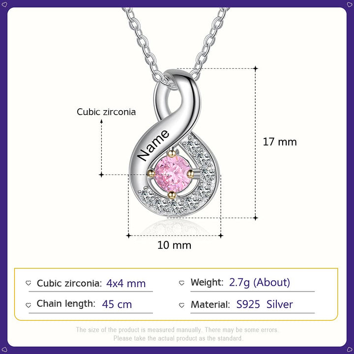 Collar con nombre grabado en piedra natal para mujer de Olivenorma