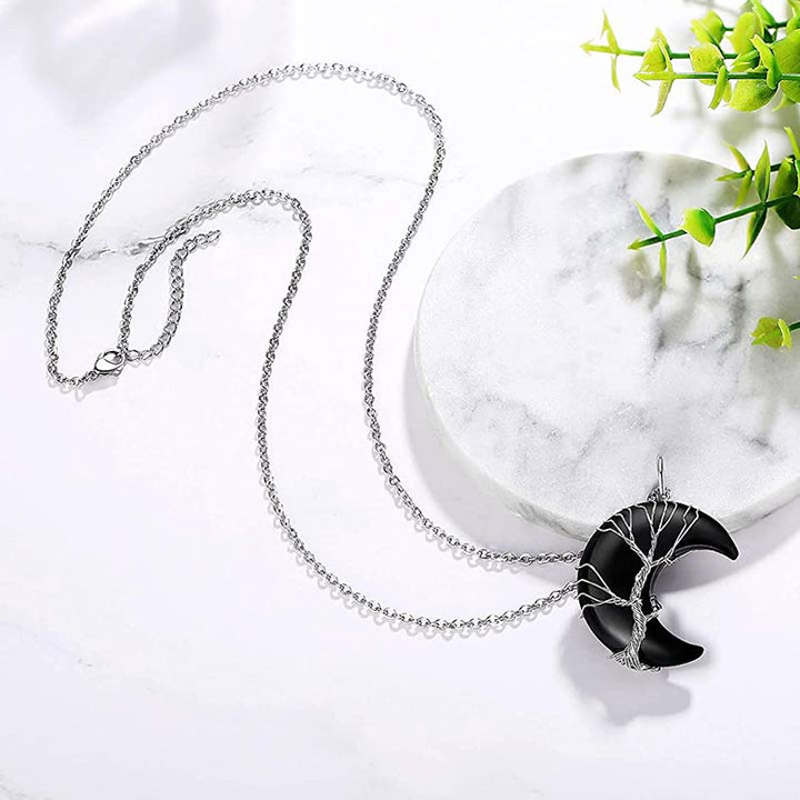Collar de luna de cristal natural de Olivenorma