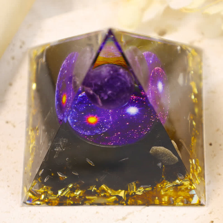 Pirámide de orgón de obsidiana yin y yang de Olivenorma 