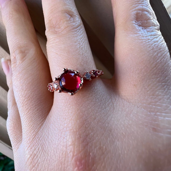 Anillo de compromiso de plata 925 con granate de Olivenorma