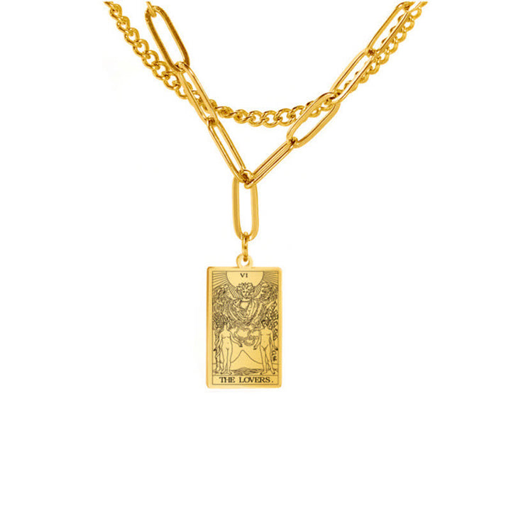 Collar de doble cadena con la carta del tarot de Olivenorma