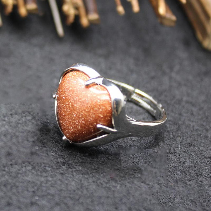 Anillo de corazón de cristal de piedra natural Olivenorma