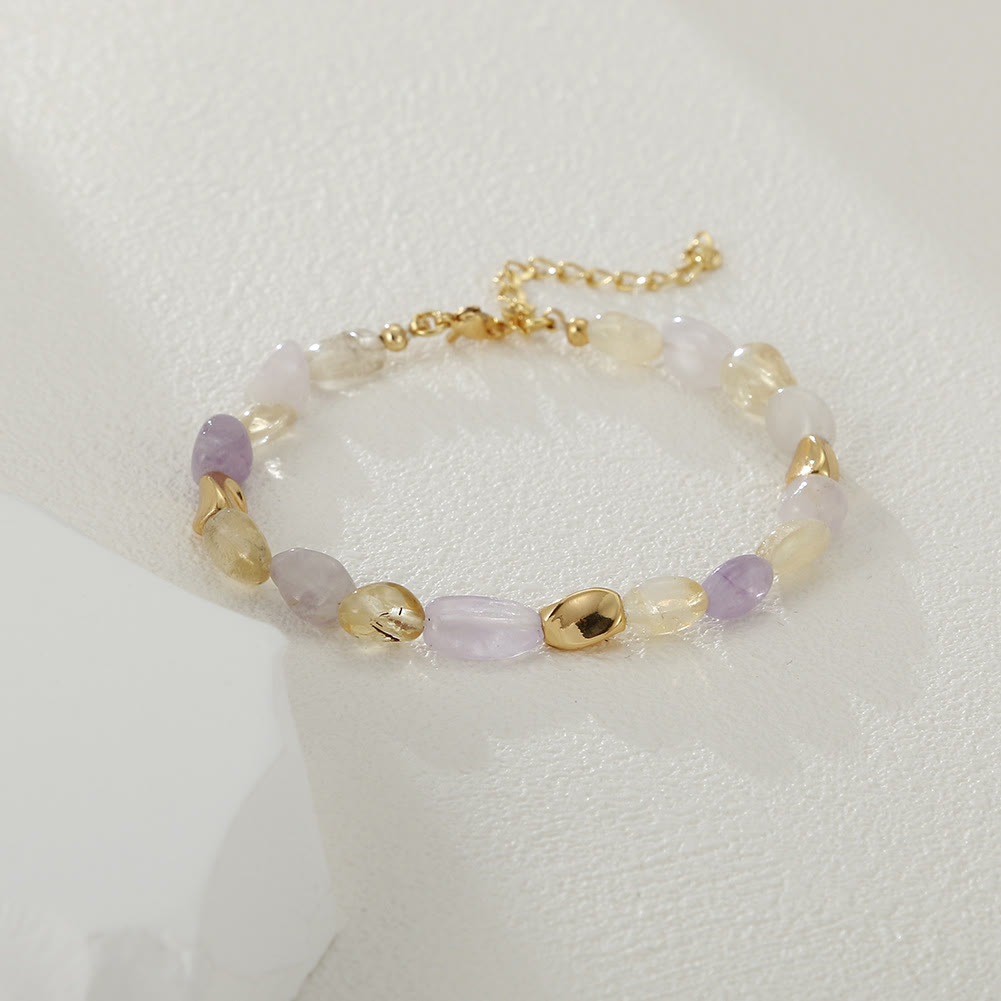 Pulsera de cobre de 18 quilates con piedra natural multicolor irregular de Olivenorma