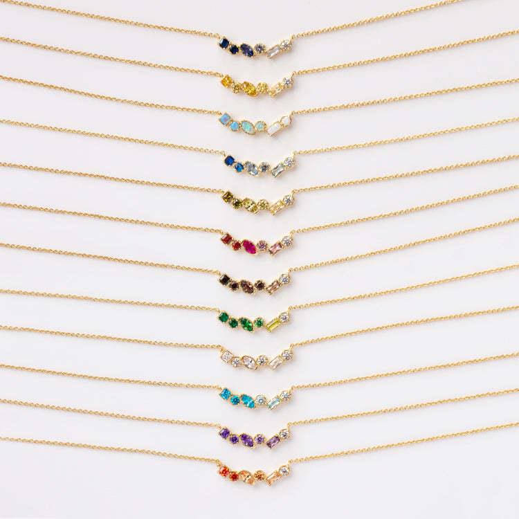 Collar de oro bañado en cobre con colgante de cuentas de piedra natal múltiple de Olivenorma