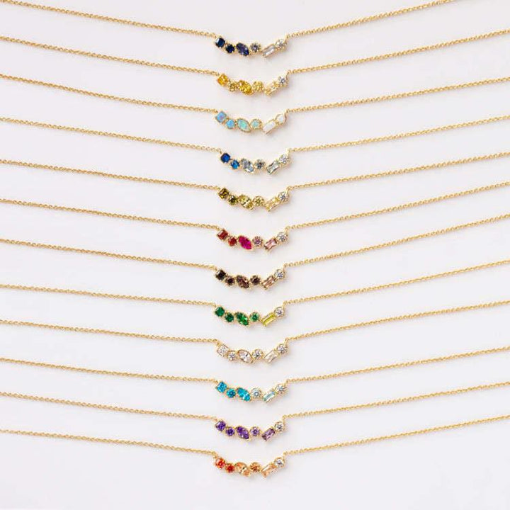 Collar de oro bañado en cobre con colgante de cuentas de piedra natal múltiple de Olivenorma