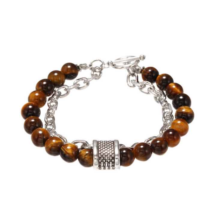 Pulsera para hombre con forma geométrica y combinación de piedras esmeriladas estilo punk de Olivenorma 