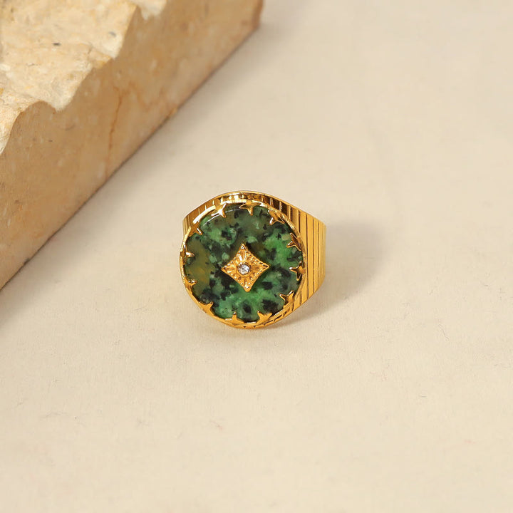 Anillo ajustable con turquesa africana de Olivenorma