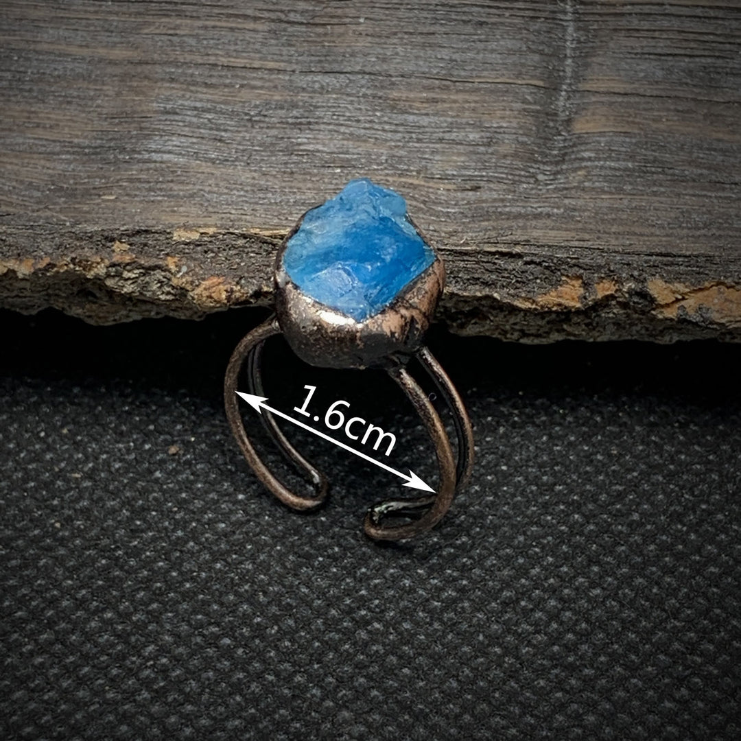 Anillo ajustable con doce piedras de nacimiento de piedra irregular natural en bruto de Olivenorma 