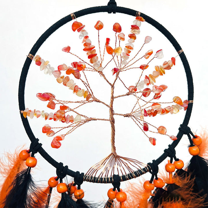 Atrapasueños del árbol de la vida de ágata amarilla de Olivenorma 