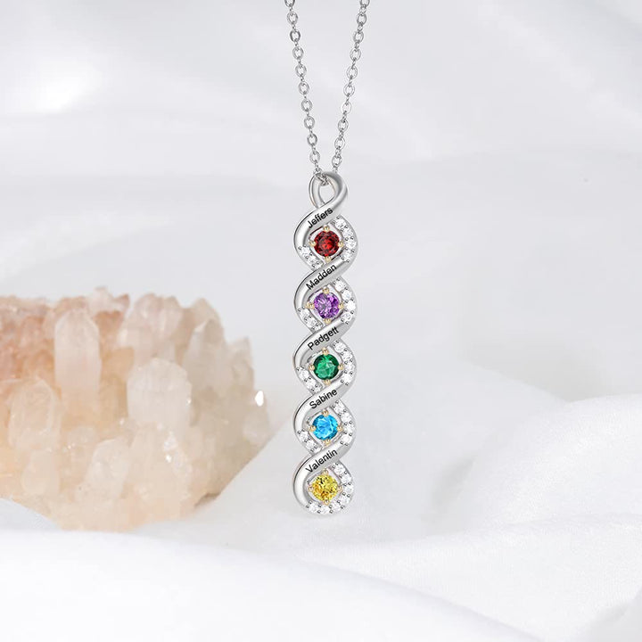 Collar con nombre grabado en piedra natal para mujer de Olivenorma