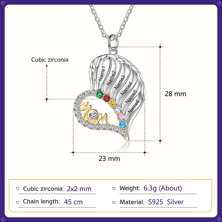 Collar con forma de corazón de medio diamante y piedras de nacimiento para madres de Olivenorma