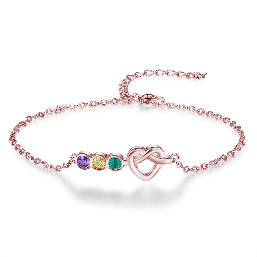 Pulsera de corazón personalizada de 2 a 5 piedras natales de Olivenorma 