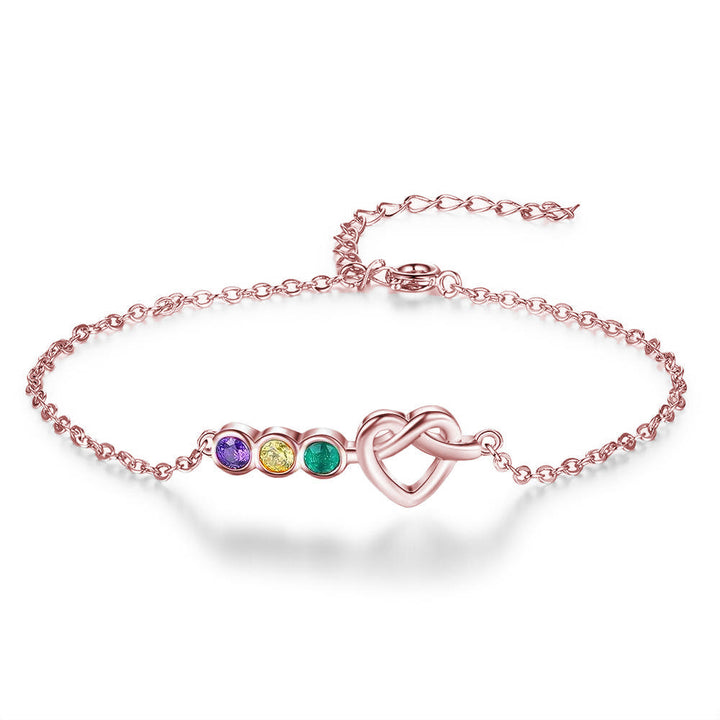 Pulsera de corazón personalizada de 2 a 5 piedras natales de Olivenorma 