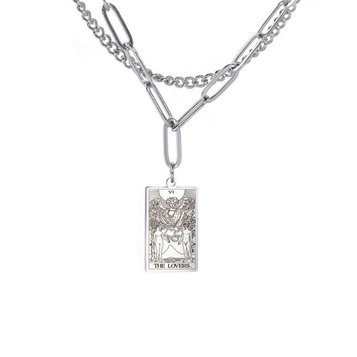 Collar de doble cadena con la carta del tarot de Olivenorma
